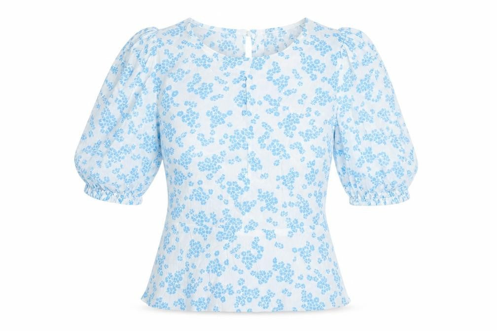 Marks and Spencer Womens White Floral Viscose Basic Blouse Size 6 Round Neck