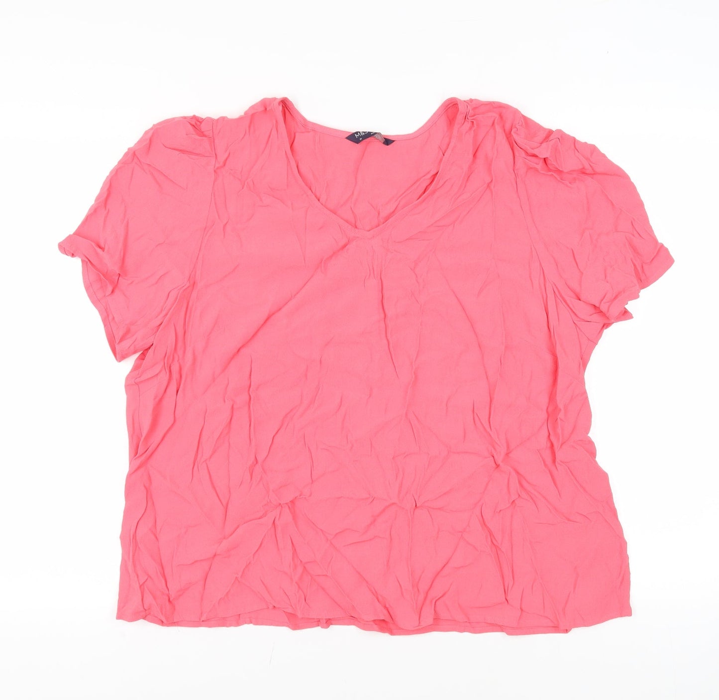Marks and Spencer Women's Pink Viscose T-Shirt, Size 22
