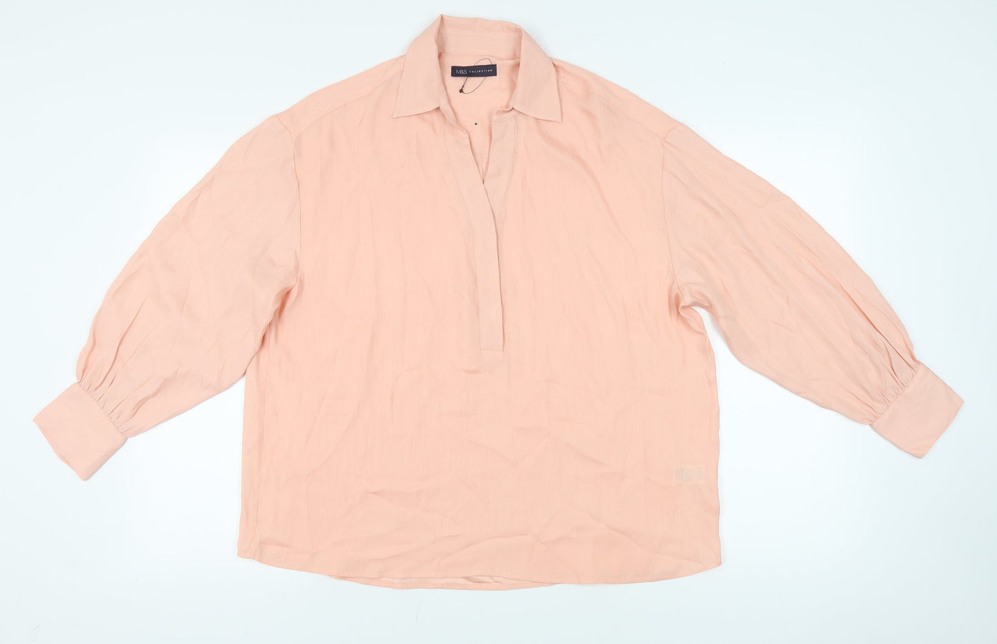 Marks and Spencer Women's Pink Blouse Long Sleeve Size 14