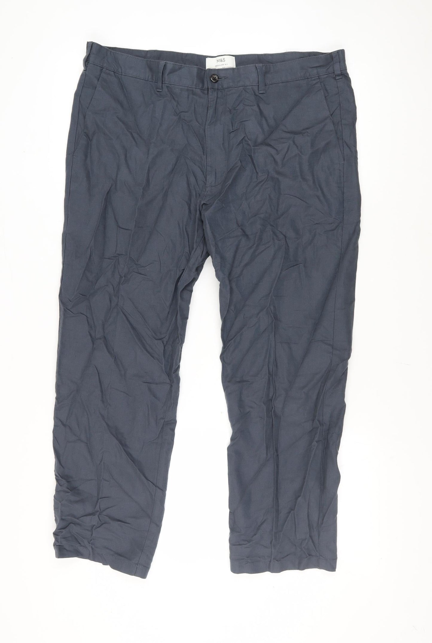 Marks and Spencer Unisex Blue Chino Trousers Size 40 Regular
