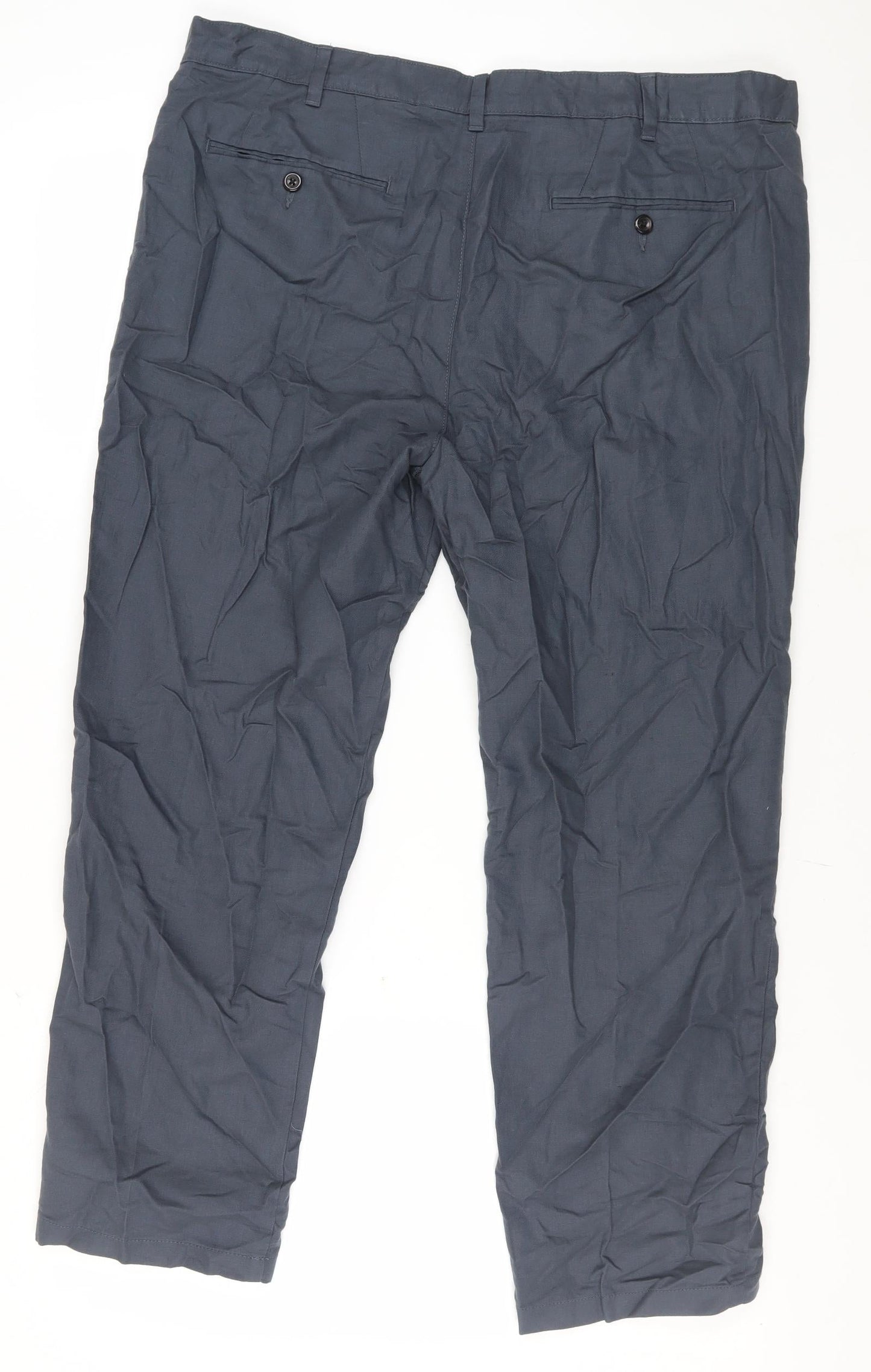 Marks and Spencer Unisex Blue Chino Trousers Size 40 Regular