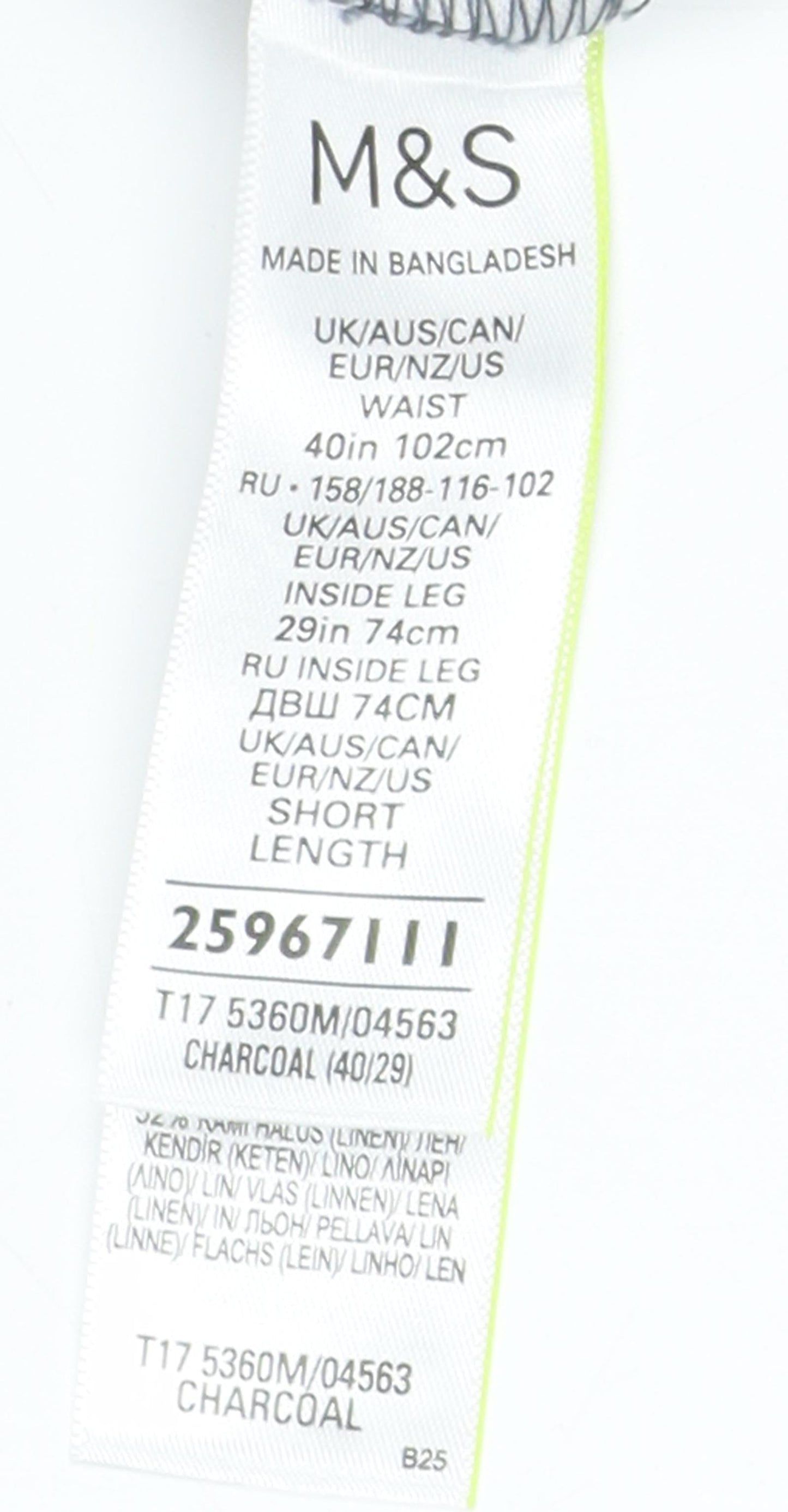 Marks and Spencer Unisex Blue Chino Trousers Size 40 Regular