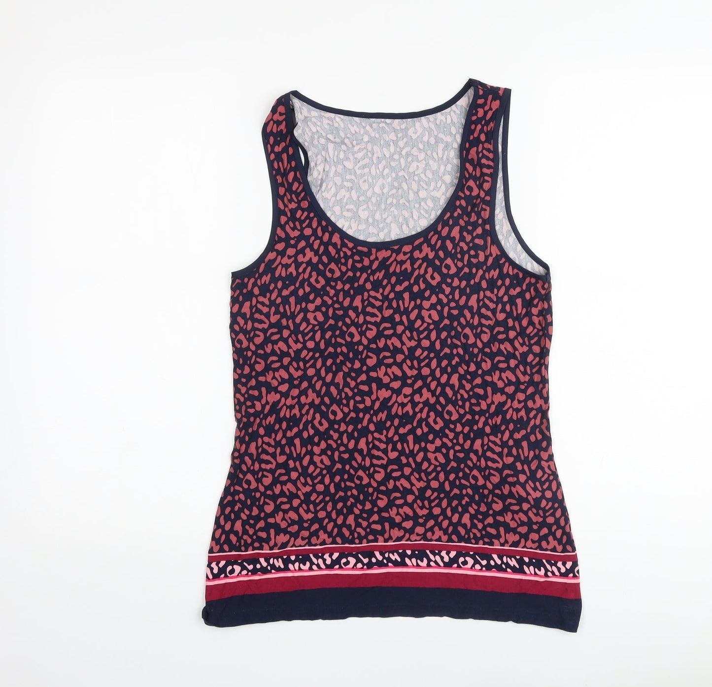 Oasisi Womens Multicoloured Animal Print Viscose Basic Tank Size S Round Neck