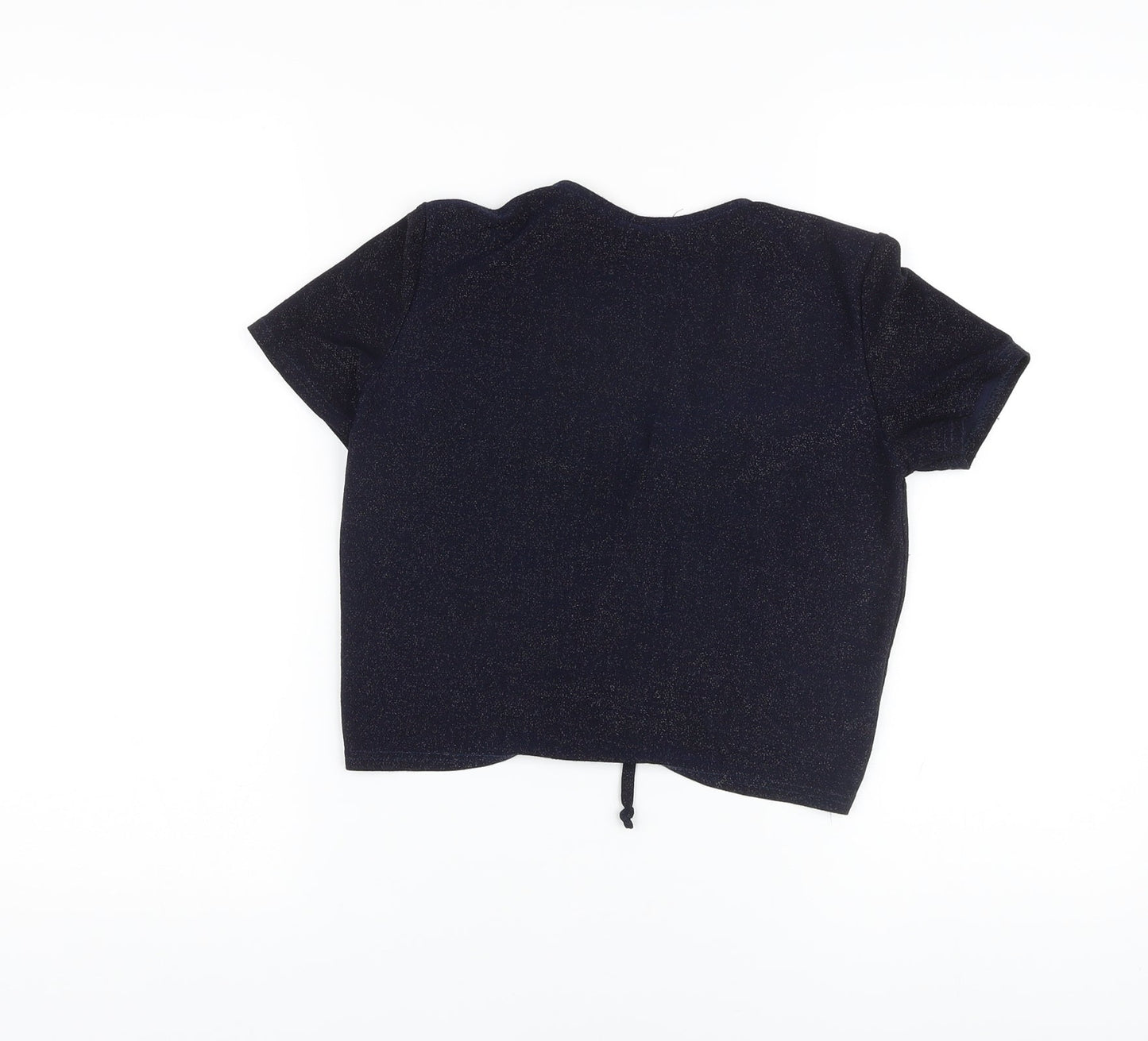 Urban Outfitters Womens Blue Polyester Cropped T-Shirt Size M V-Neck