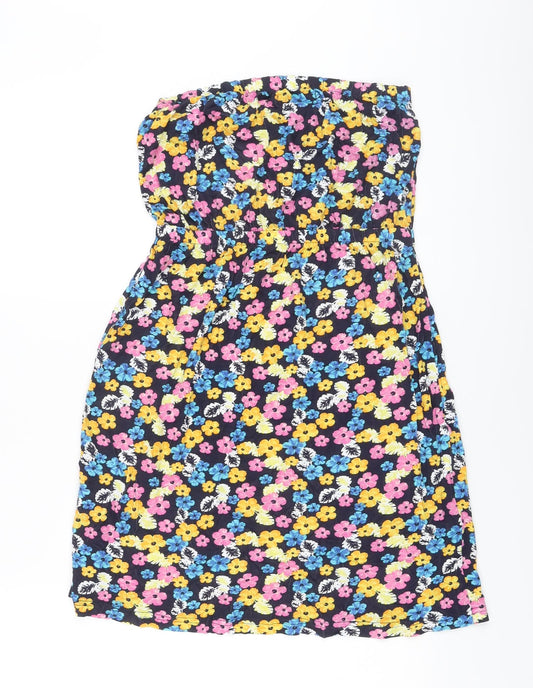 Stuido Womens Multicoloured Floral Viscose Mini Size 12 Off the Shoulder Pullover