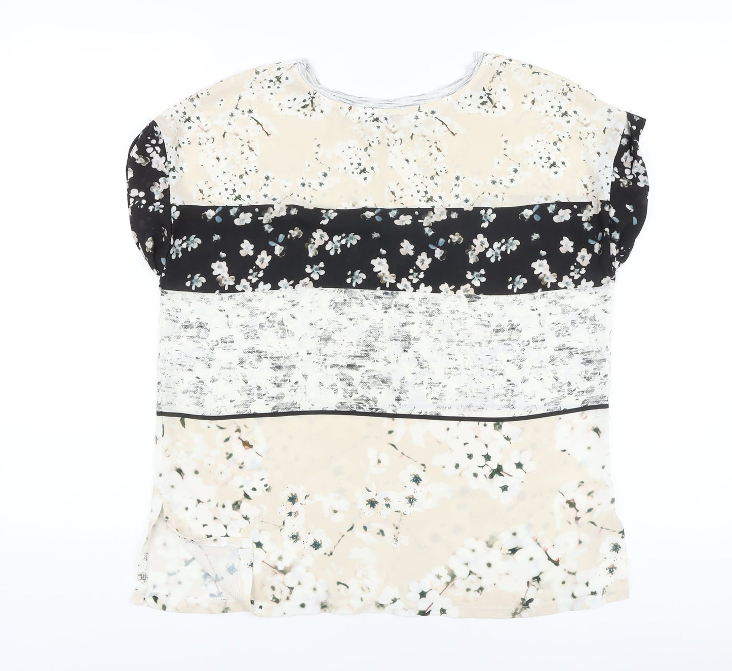 Zara Womens Multicoloured Floral Polyester Basic T-Shirt Size S Round Neck
