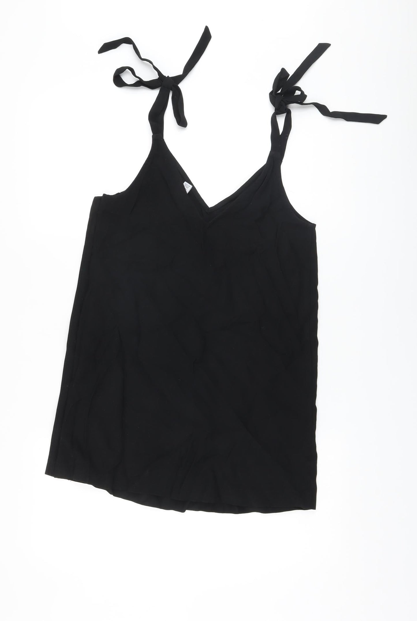 Topshop Womens Black Viscose Tunic Tank Size 6 V-Neck