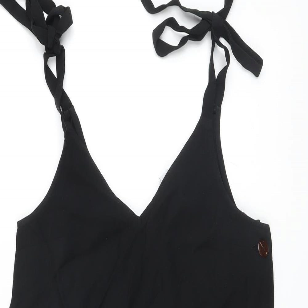 Topshop Womens Black Viscose Tunic Tank Size 6 V-Neck