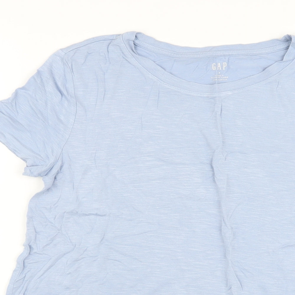 Gap Womens Blue Viscose Basic T-Shirt Size S Crew Neck