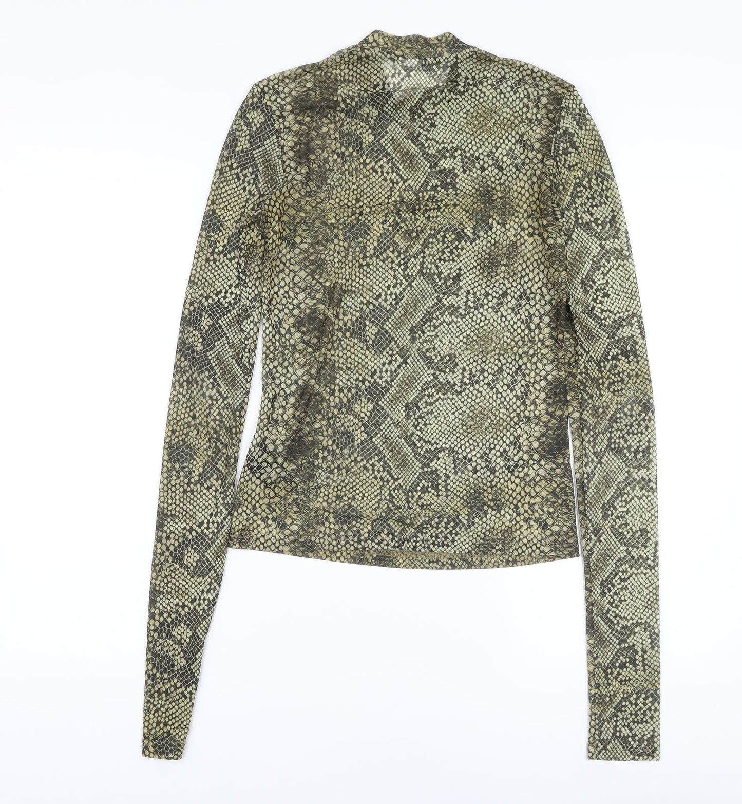 & Other Stories Womens Green Animal Print Polyester Basic Blouse Size 8 Mock Neck