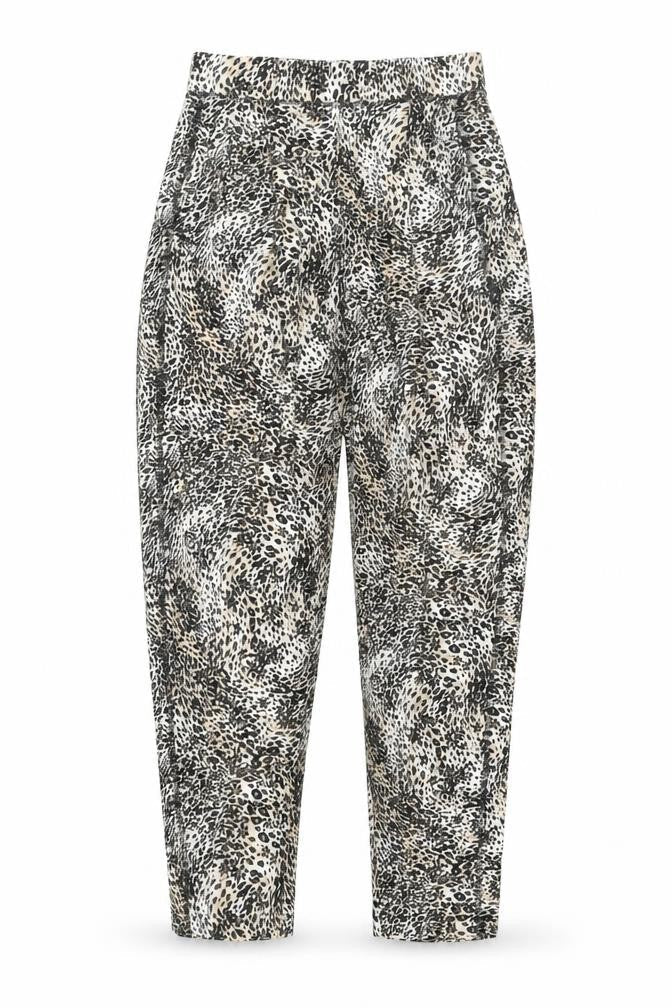 Marks and Spencer Womens Beige Animal Print Viscose Trousers Size 6 L26 in Regular