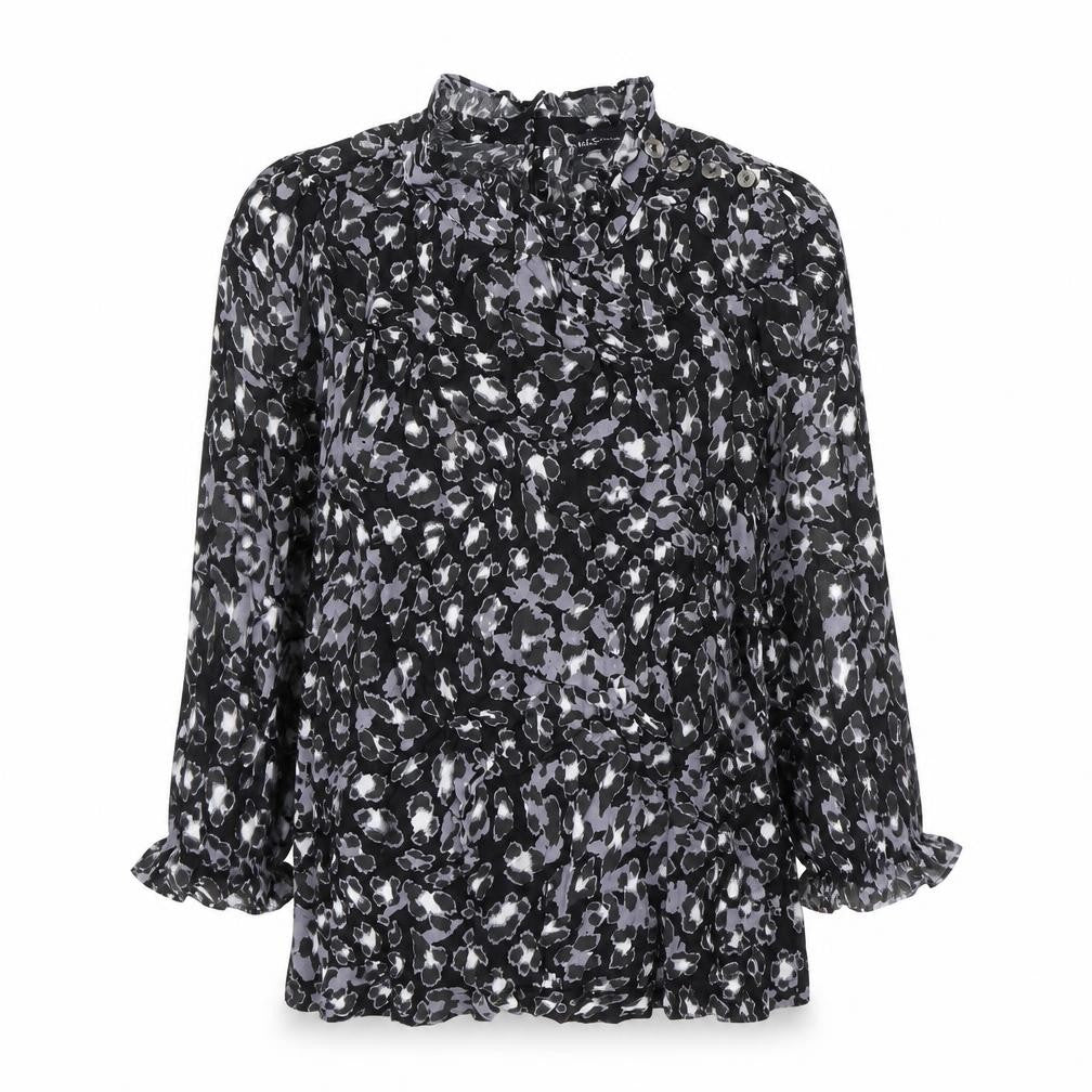 Marks and Spencer Womens Multicoloured Animal Print Viscose Basic Blouse Size 10 Round Neck - Leopard Print