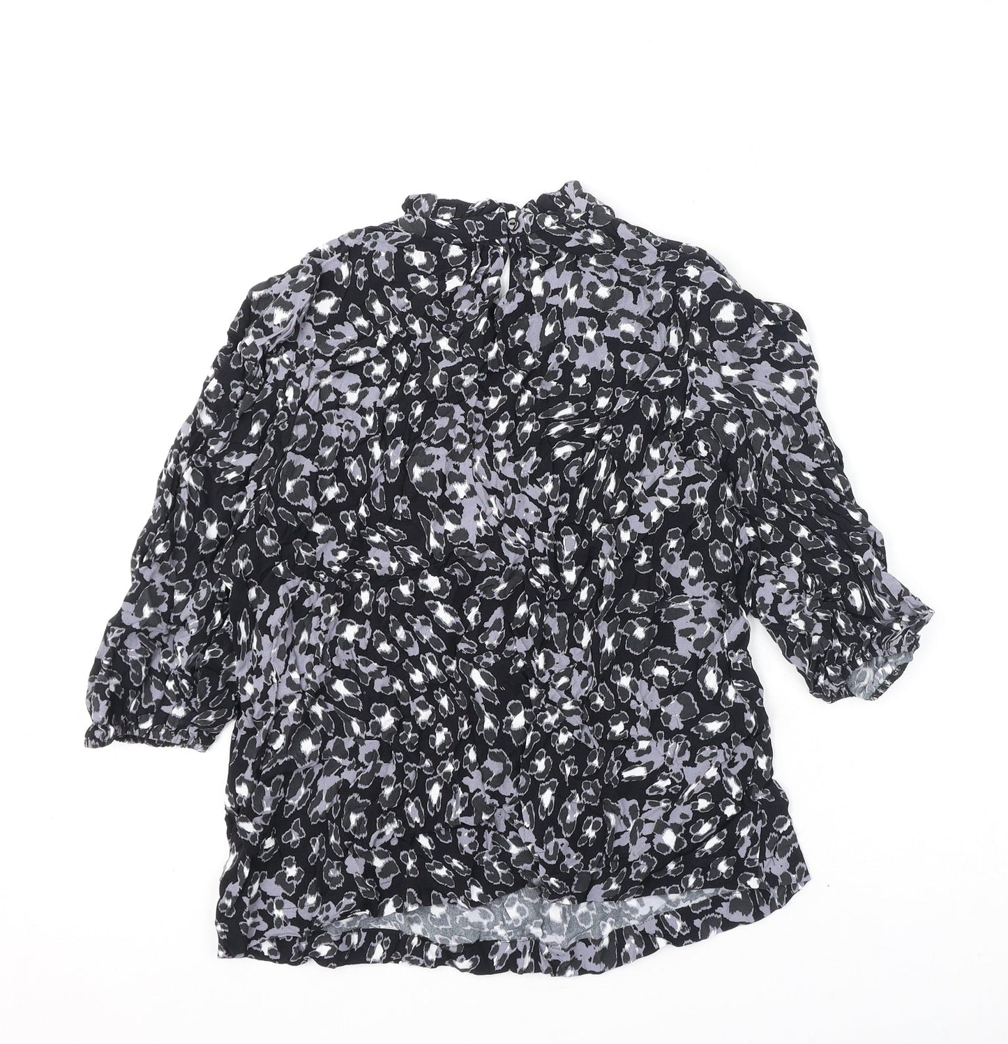 Marks and Spencer Womens Multicoloured Animal Print Viscose Basic Blouse Size 10 Round Neck - Leopard Print