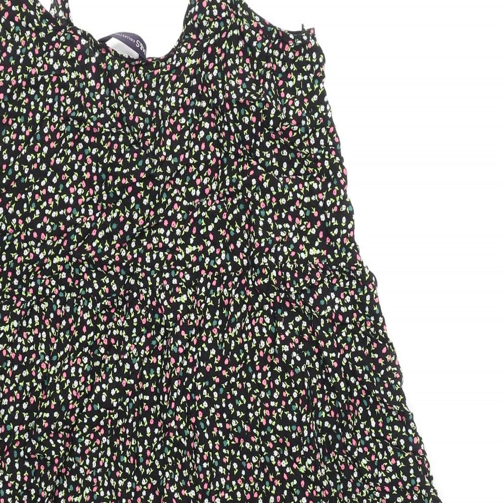 Marks and Spencer Womens Multicoloured Floral Polyester A-Line Size 12 Scoop Neck Pullover