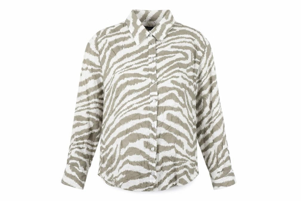 Marks and Spencer Womens Brown Animal Print 100% Cotton Basic Button-Up Size 6 Collared - Tiger Print
