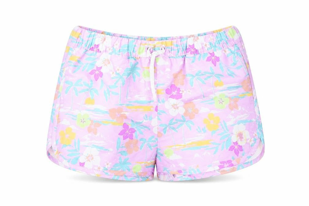 Marks and Spencer Girls Multicoloured Geometric Polyester Bermuda Shorts Size 11-12 Years Regular Drawstring - Swim Shorts, Palm Trees, Flowers