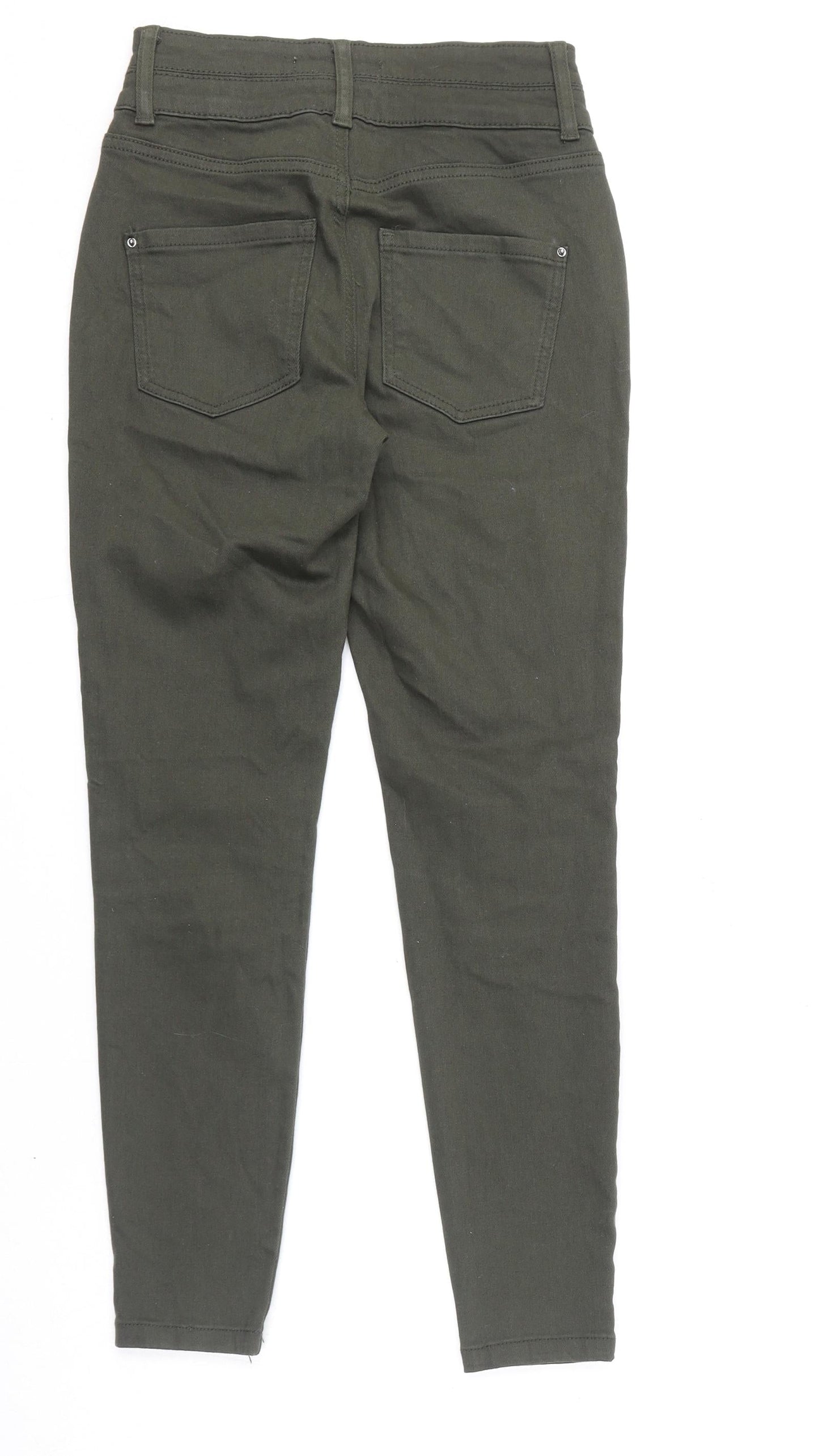 Dorothy Perkins Womens Green Cotton Skinny Jeans Size 6 L26 in Regular Zip