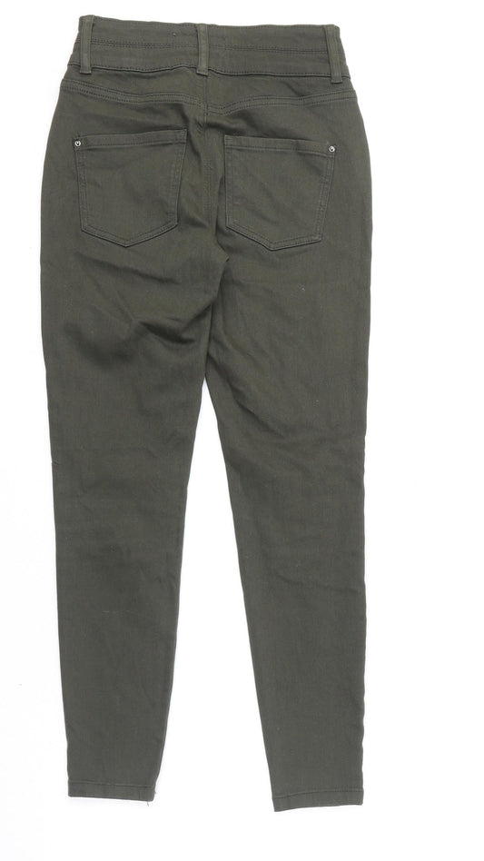 Dorothy Perkins Womens Green Cotton Skinny Jeans Size 6 L26 in Regular Zip