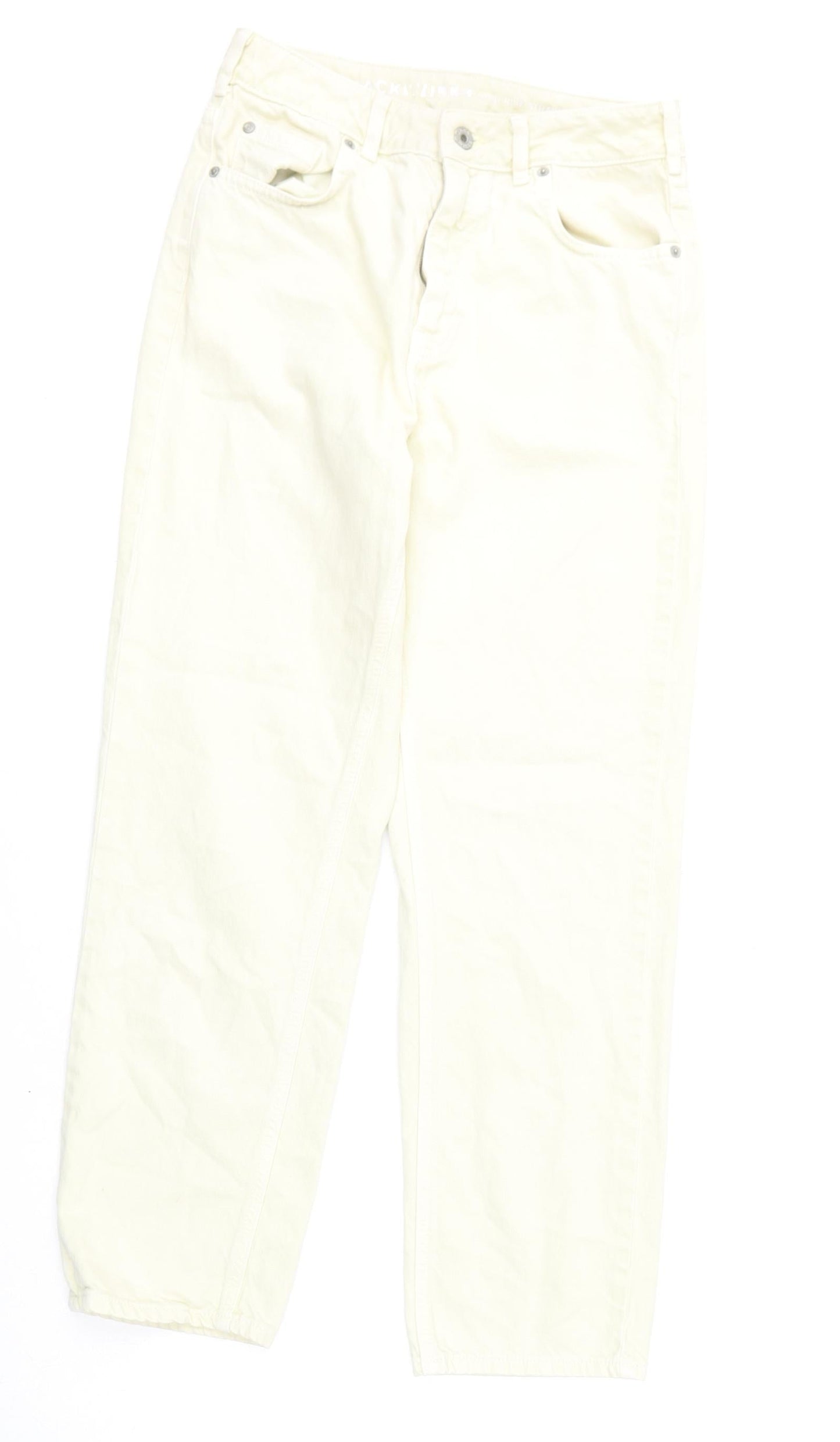 Jack Wills Womens Yellow Cotton Straight Jeans Size 27 in L26 in Regular Zip