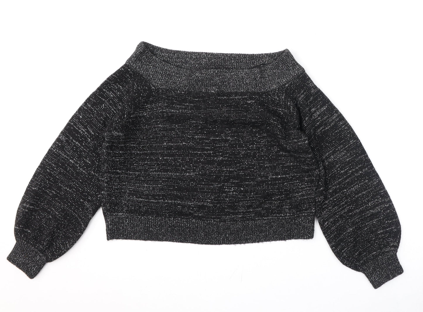 Divided by H&M Womens Black Boat Neck Acrylic Pullover Jumper Size M