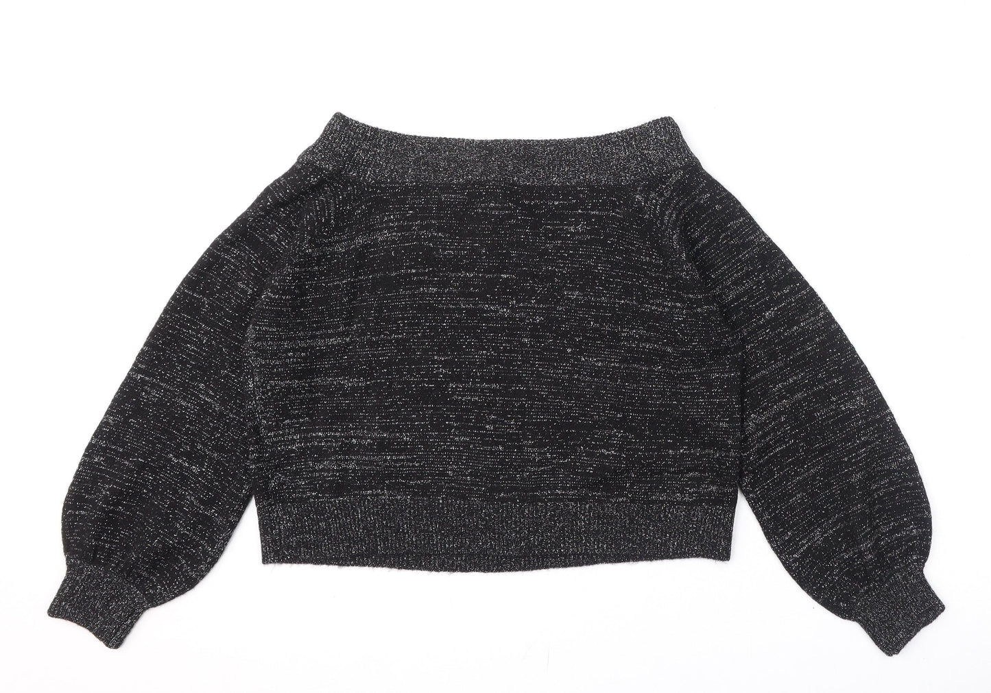 Divided by H&M Womens Black Boat Neck Acrylic Pullover Jumper Size M