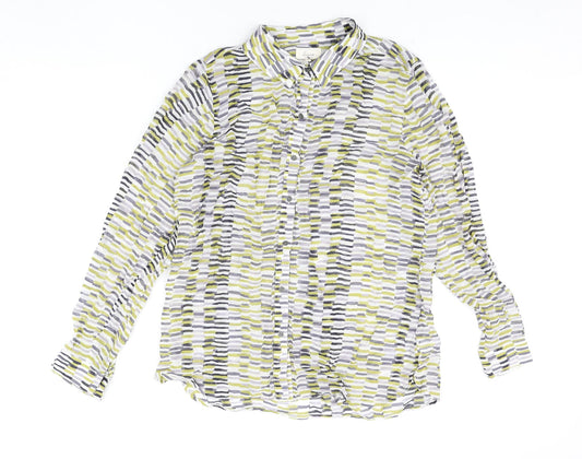 Linea Womens Multicoloured Geometric Viscose Basic Button-Up Size 14 Collared