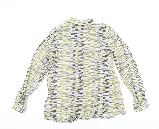 Linea Womens Multicoloured Geometric Viscose Basic Button-Up Size 14 Collared
