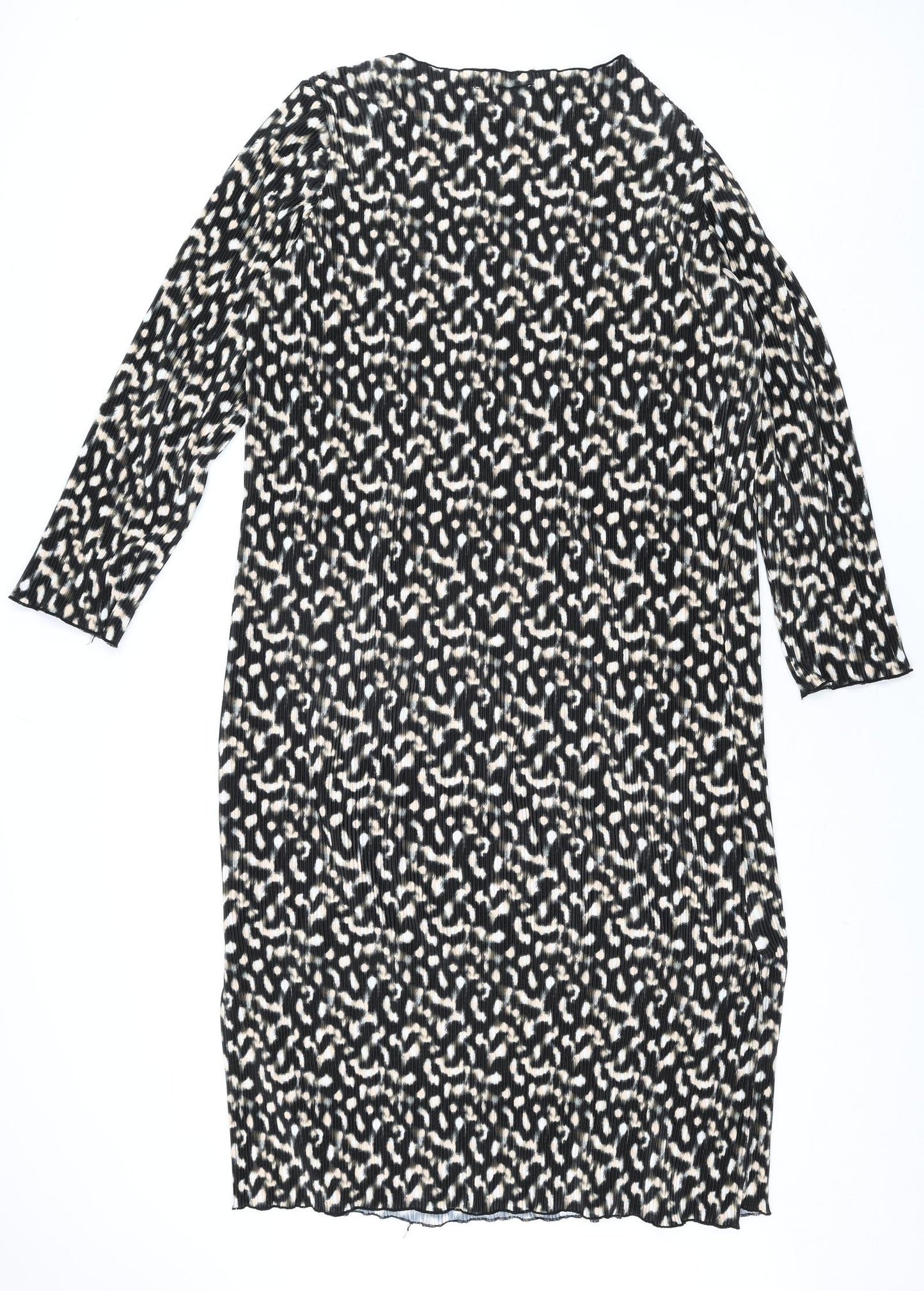 Mamalicious Womens Multicoloured Geometric Polyester Shift Size L Square Neck Pullover - Side Slits Plisse