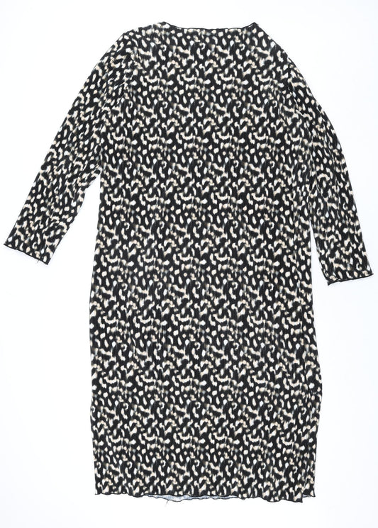 Mamalicious Womens Multicoloured Geometric Polyester Shift Size L Square Neck Pullover - Side Slits Plisse