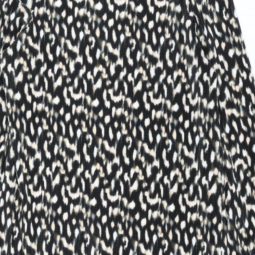 Mamalicious Womens Multicoloured Geometric Polyester Shift Size L Square Neck Pullover - Side Slits Plisse