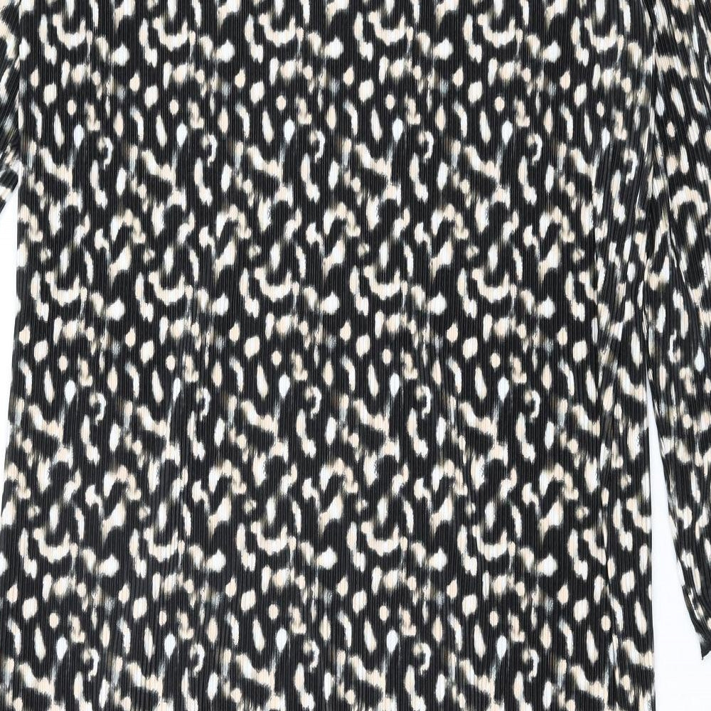 Mamalicious Womens Multicoloured Geometric Polyester Shift Size L Square Neck Pullover - Side Slits Plisse