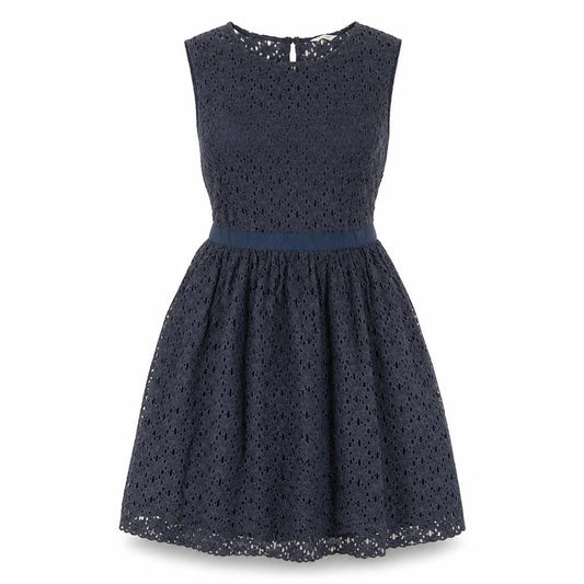 Jack Wills Womens Blue Cotton Fit & Flare Size 6 Round Neck Zip