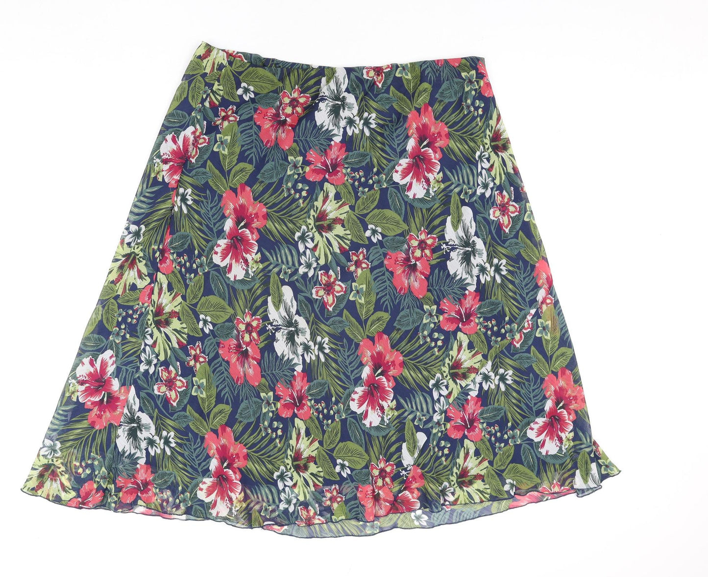 EWM Womens Multicoloured Floral Polyester A-Line Skirt Size 36 in