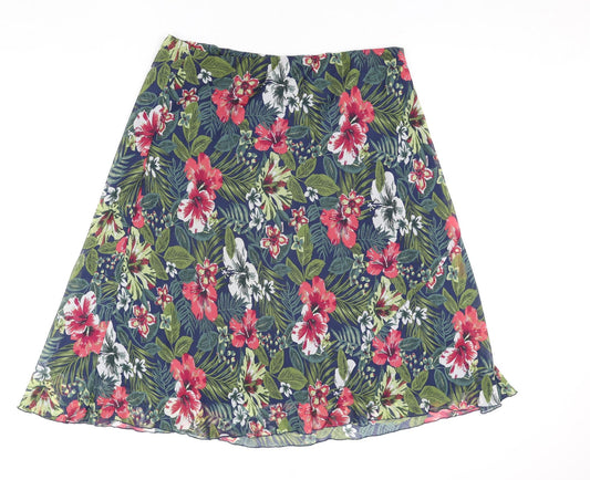 EWM Womens Multicoloured Floral Polyester A-Line Skirt Size 36 in
