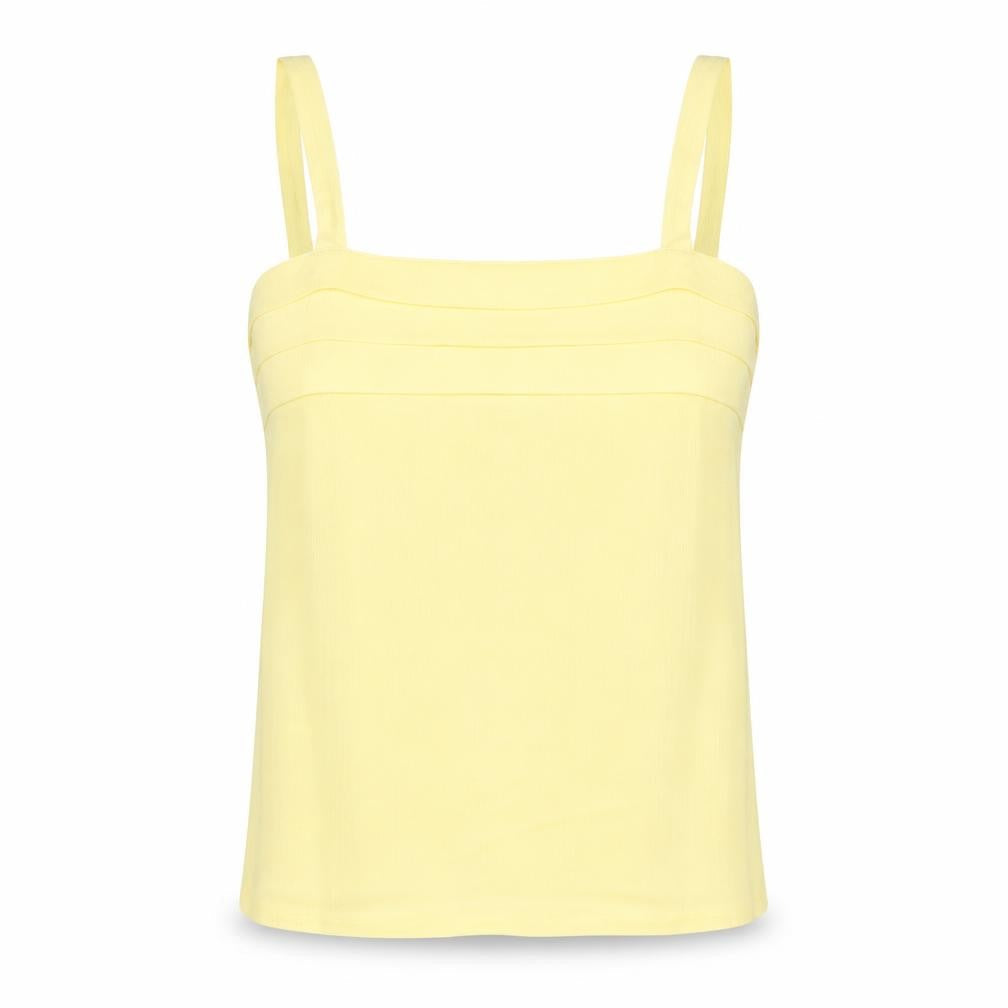Classics Womens Yellow Polyester Basic Blouse Size 14 Square Neck