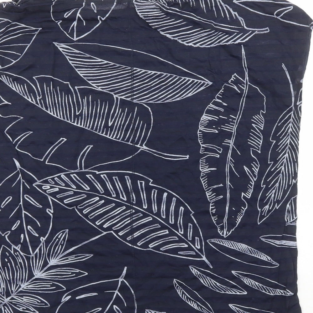 Gap Womens Blue Geometric Polyester Basic T-Shirt Size L Boat Neck