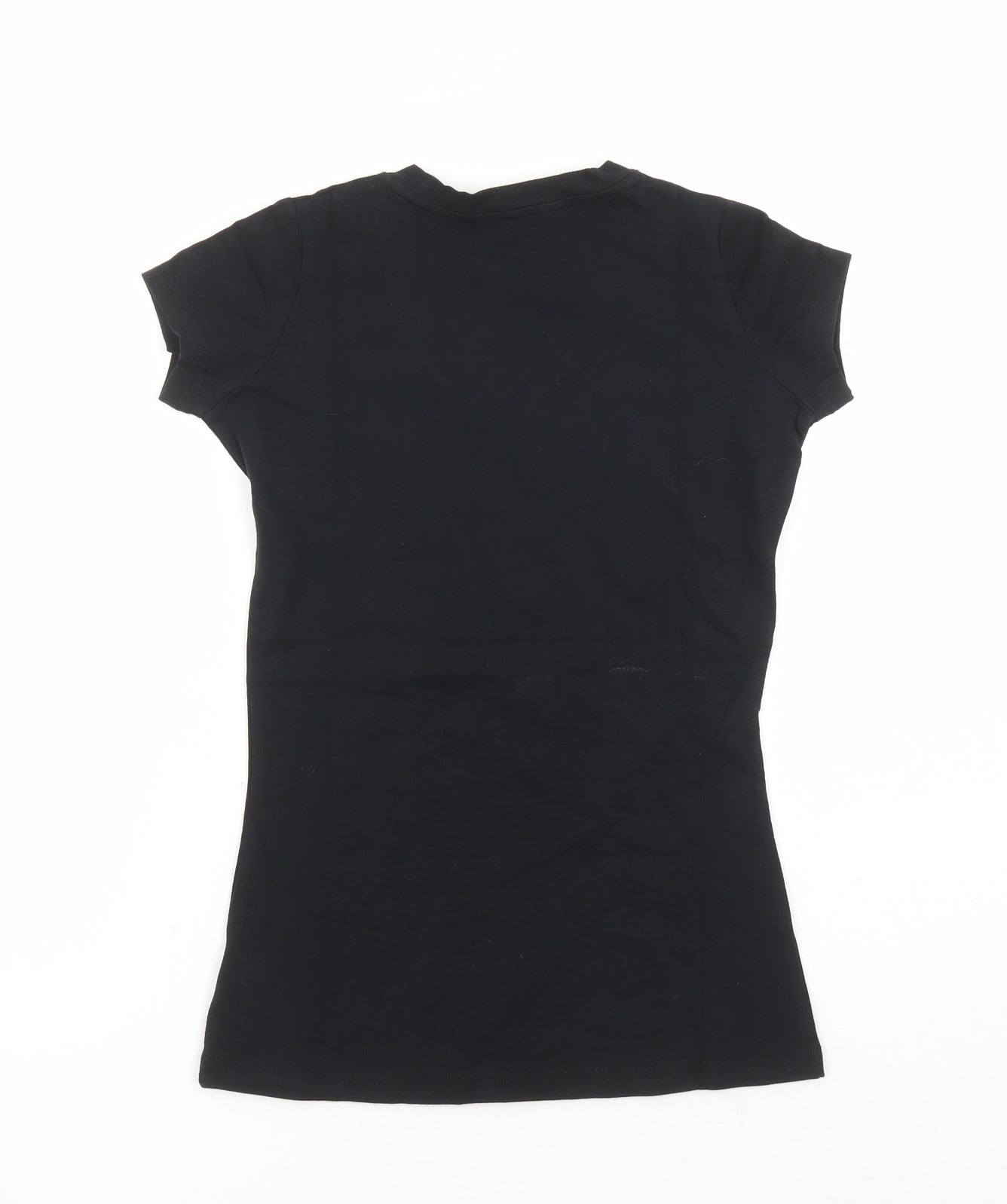 Spirit of Arabia Womens Black Cotton Basic T-Shirt Size S V-Neck