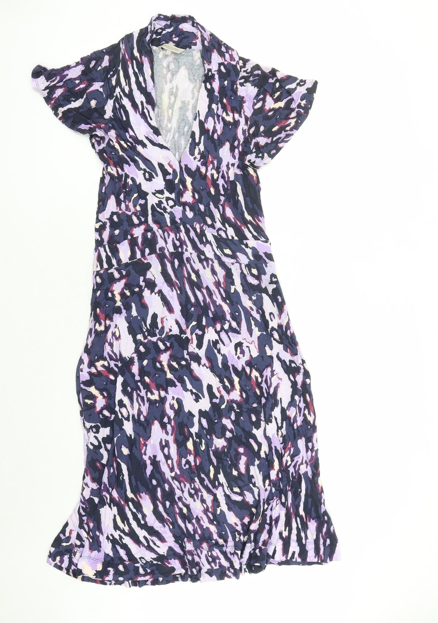Great Plains Womens Purple Geometric Viscose A-Line Size S V-Neck Pullover