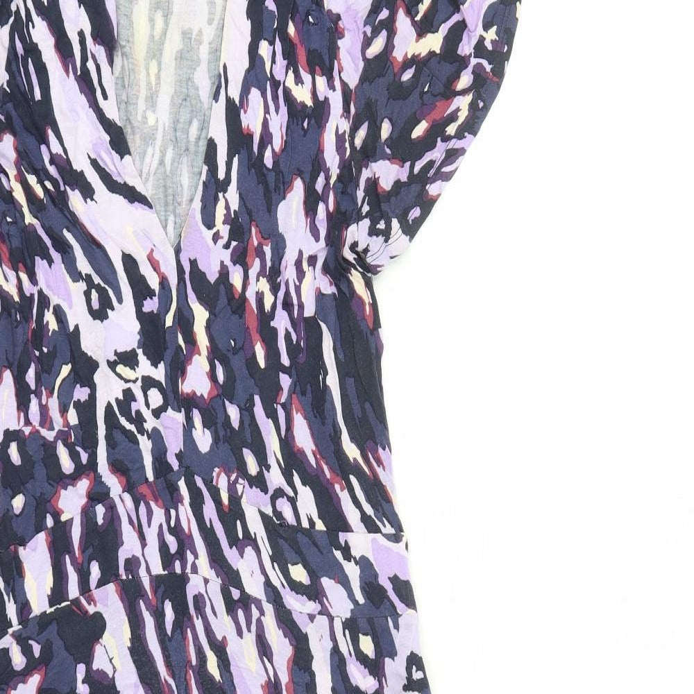 Great Plains Womens Purple Geometric Viscose A-Line Size S V-Neck Pullover