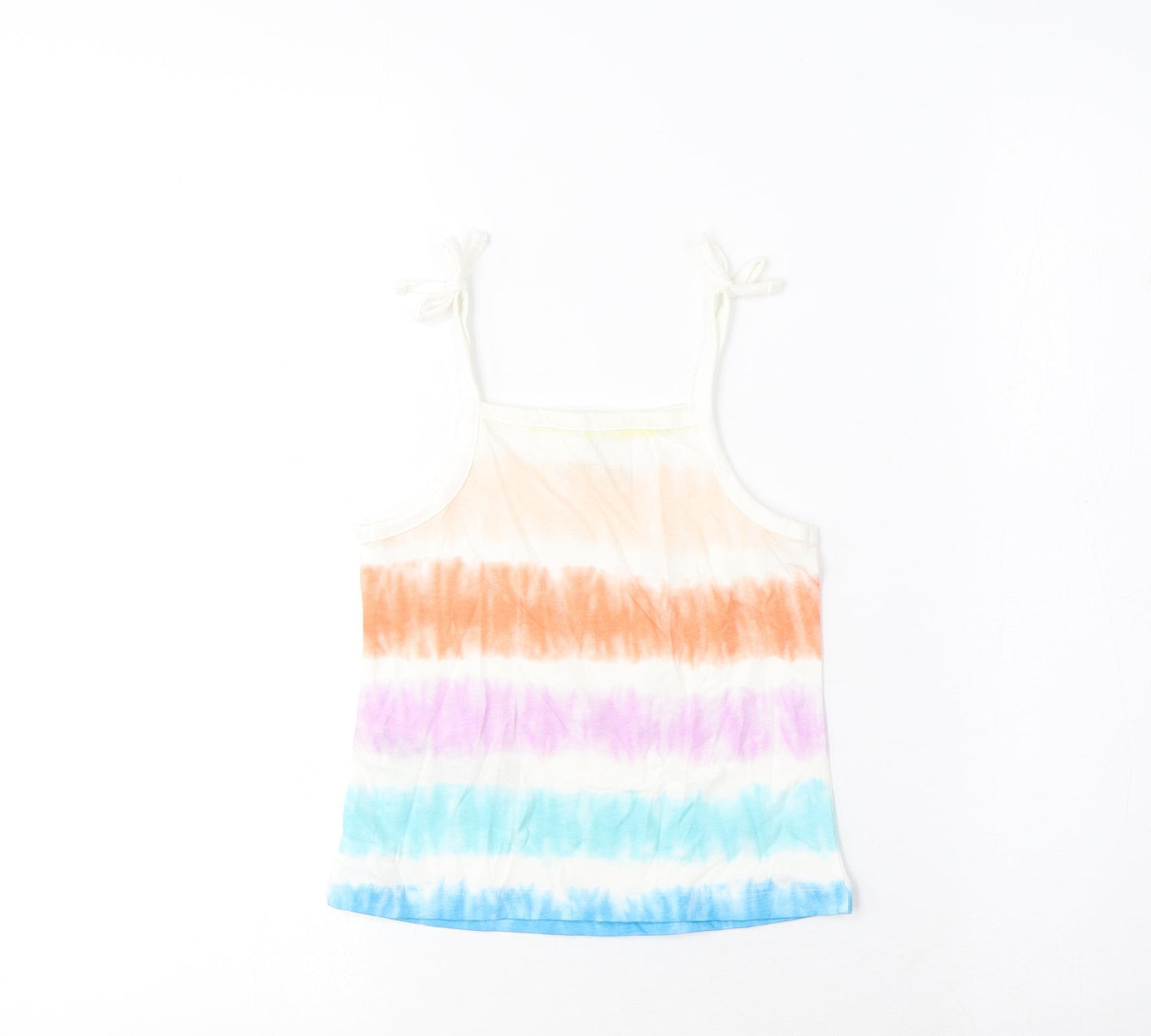 Marks and Spencer Girls Multicoloured Striped Cotton Basic Tank Size 3-4 Years Square Neck Pullover
