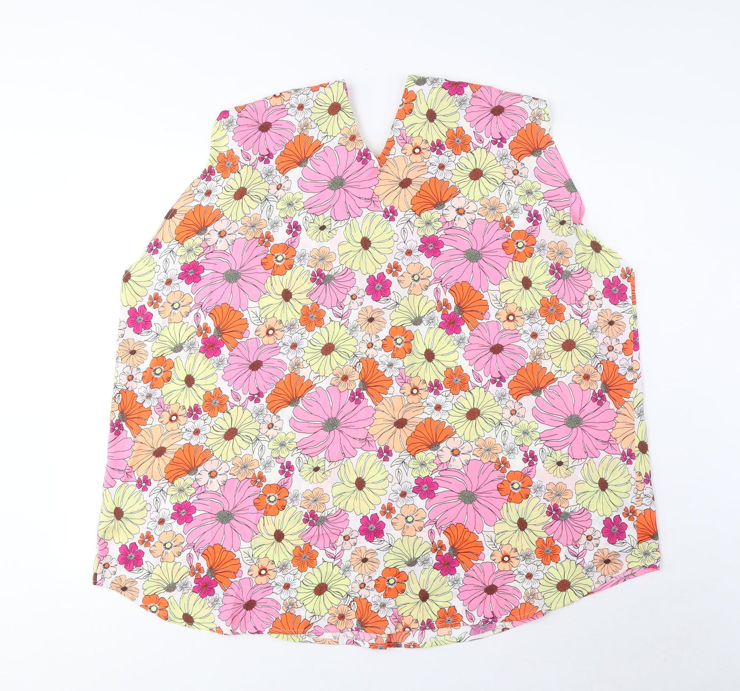 Marks and Spencer Womens Multicoloured Floral Polyester Basic Tank Size 24 V-Neck - Pleated