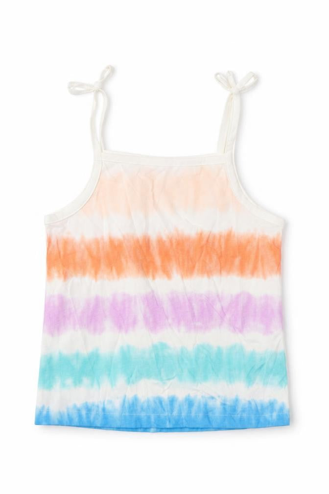 Marks and Spencer Girls Multicoloured Striped Cotton Cropped Tank Size 5-6 Years Square Neck Pullover