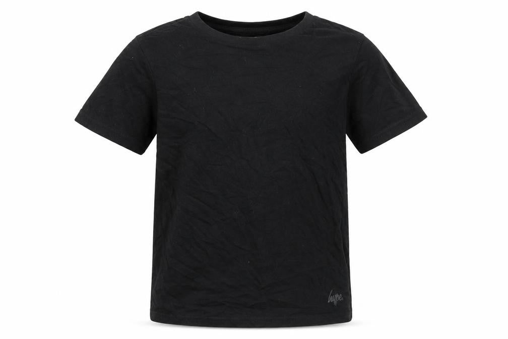 Hype Boys Black Polyester Basic T-Shirt Size 7-8 Years Round Neck Pullover