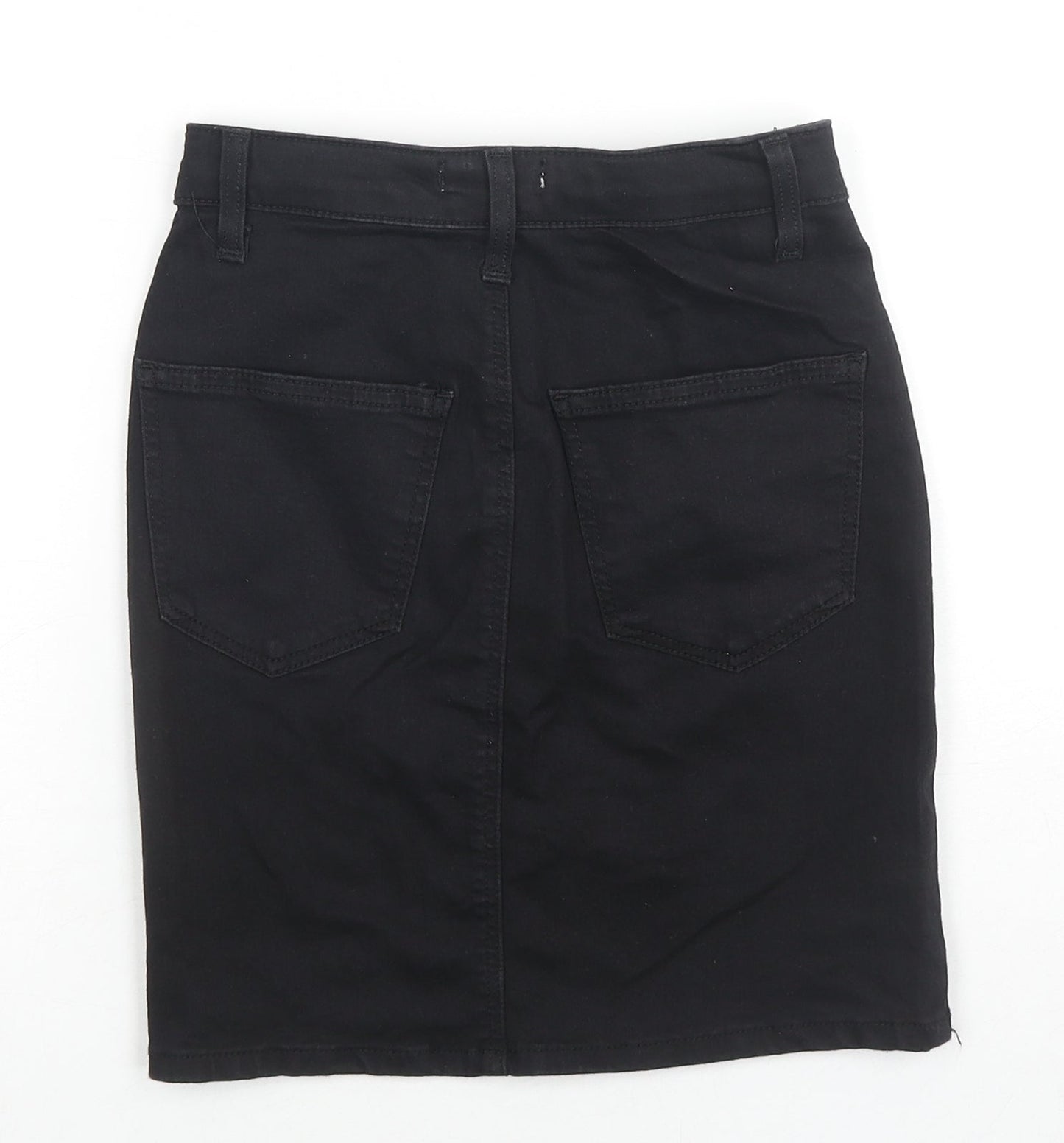 Topshop Womens Black Cotton A-Line Skirt Size 6 Zip