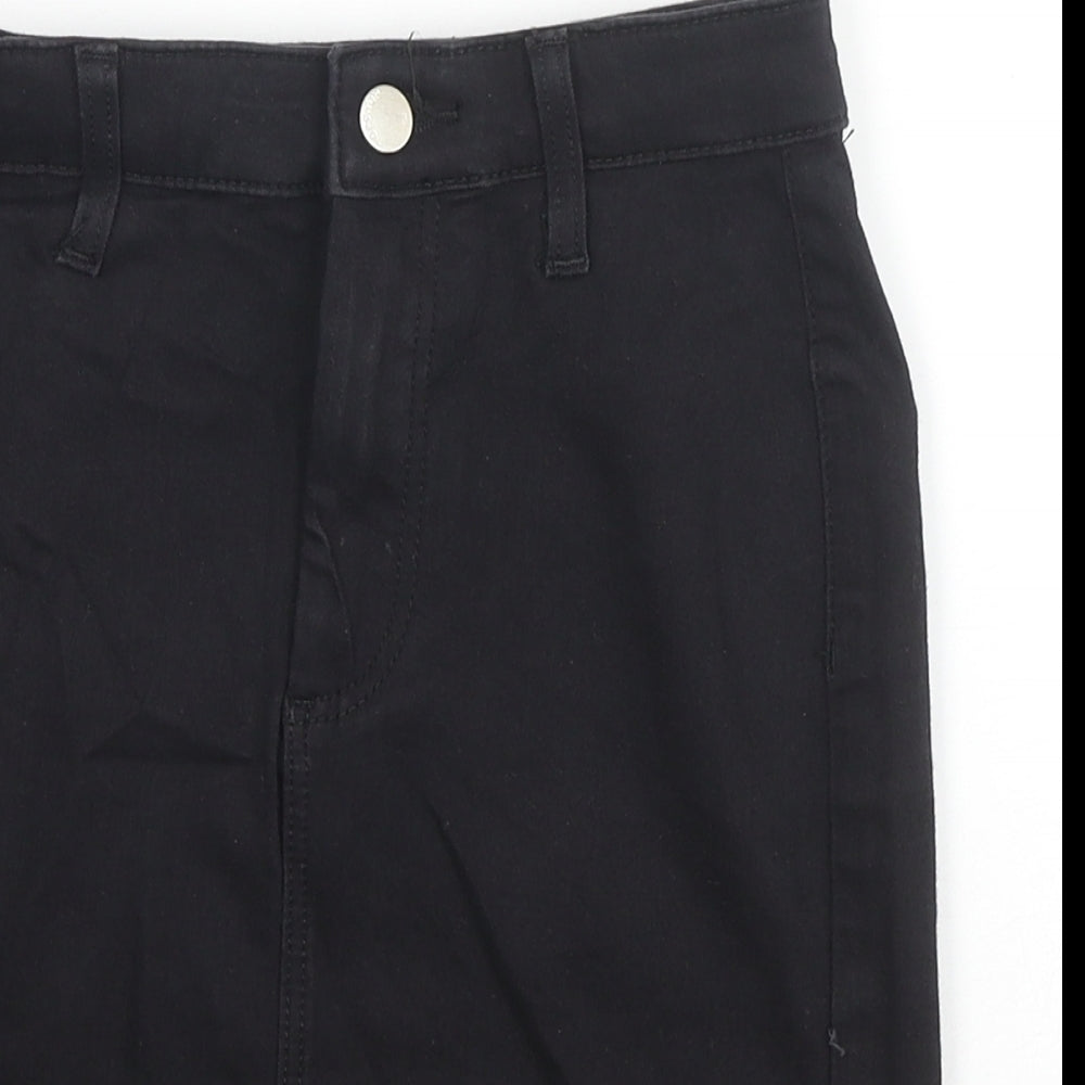 Topshop Womens Black Cotton A-Line Skirt Size 6 Zip