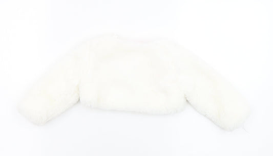 Cutey Couture Girls Ivory Basic Jacket Jacket Size 6-9 Months Button - Faux Fur, Size 6-12