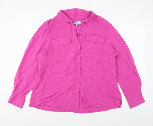 Hawes & Curtis Womens Pink Viscose Basic Button-Up Size 2 Collared