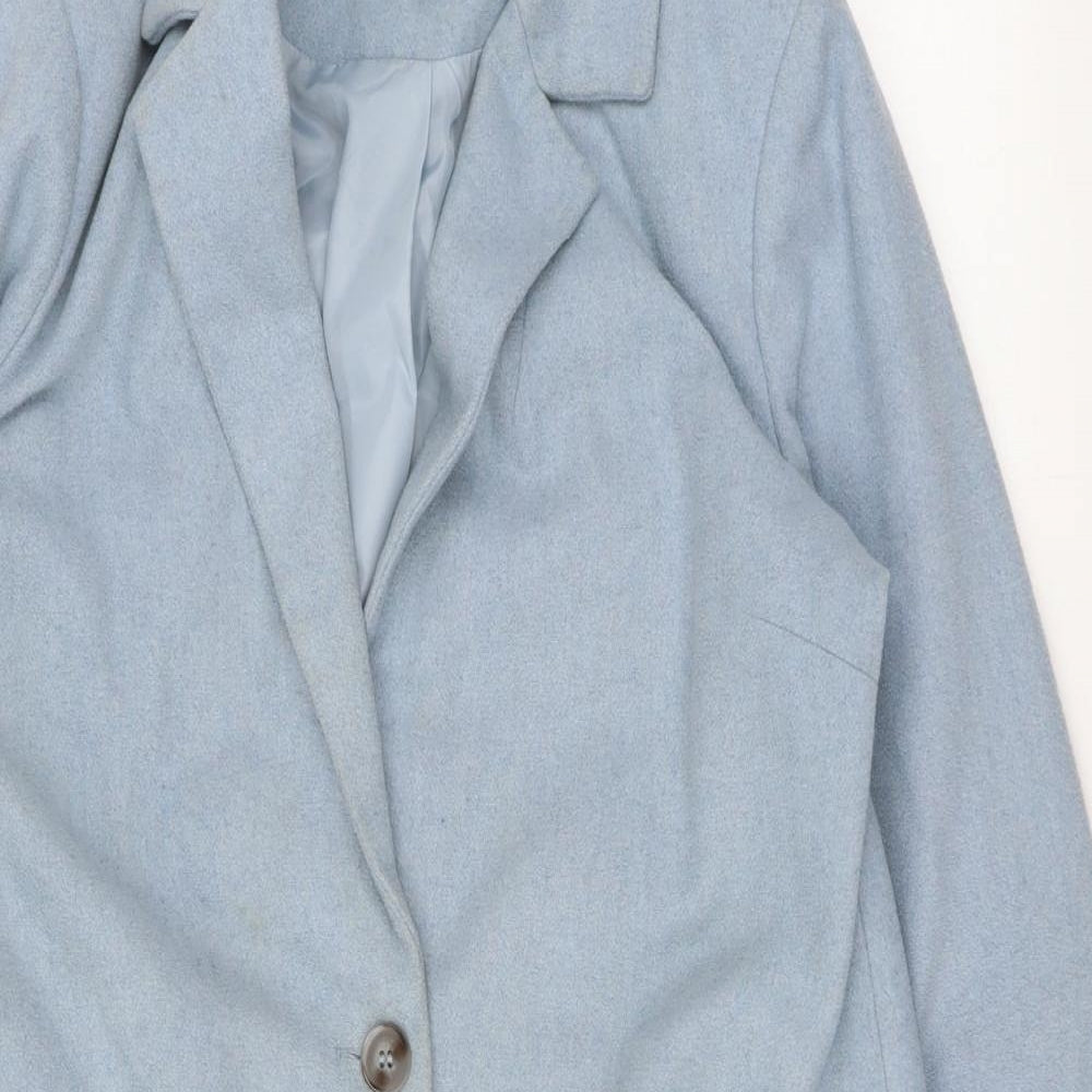 New Look Womens Blue Overcoat Coat Size 10 Button