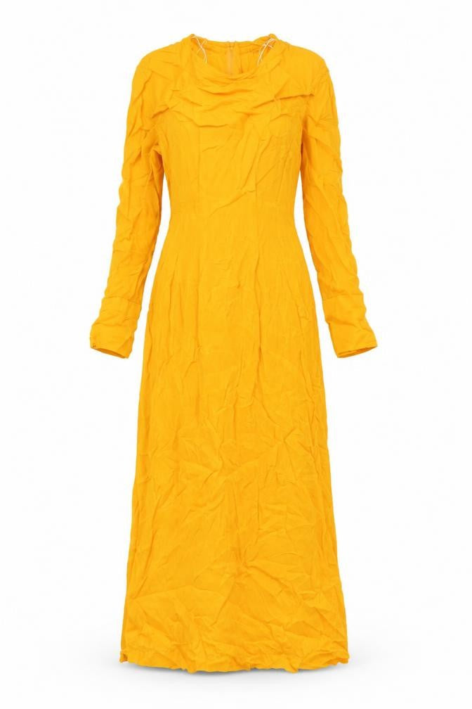 Zara Womens Yellow Viscose Maxi Size XS Round Neck Zip