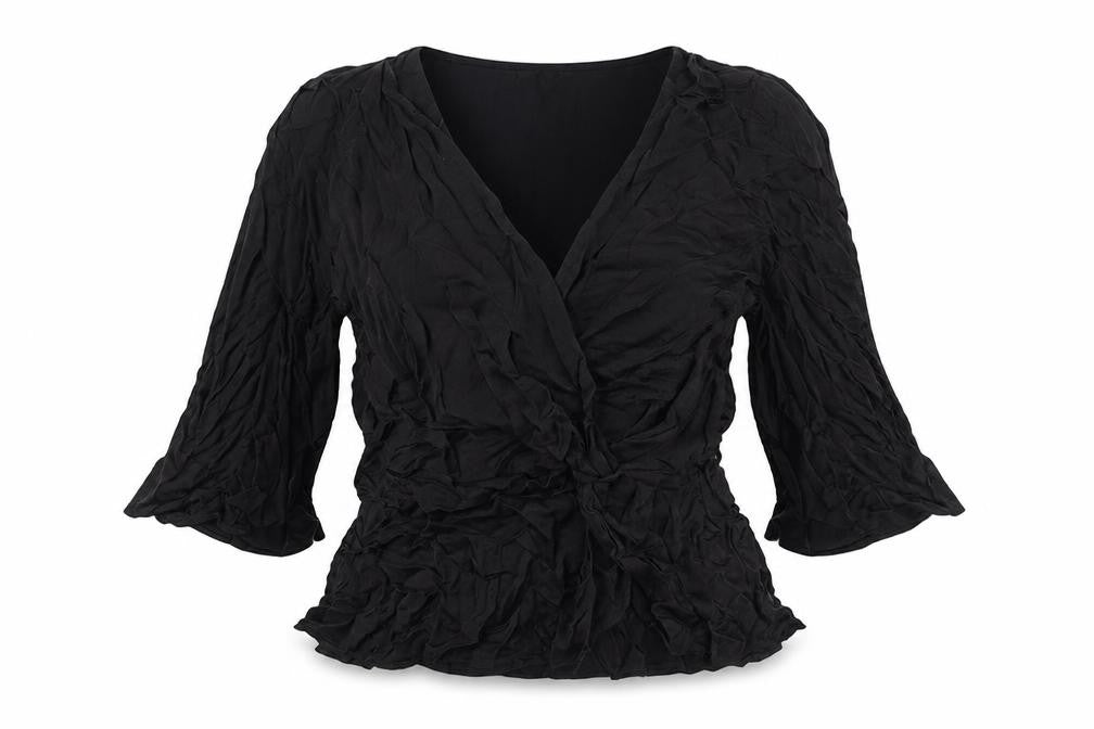 Marks and Spencer Womens Black Viscose Basic Blouse Size 10 V-Neck